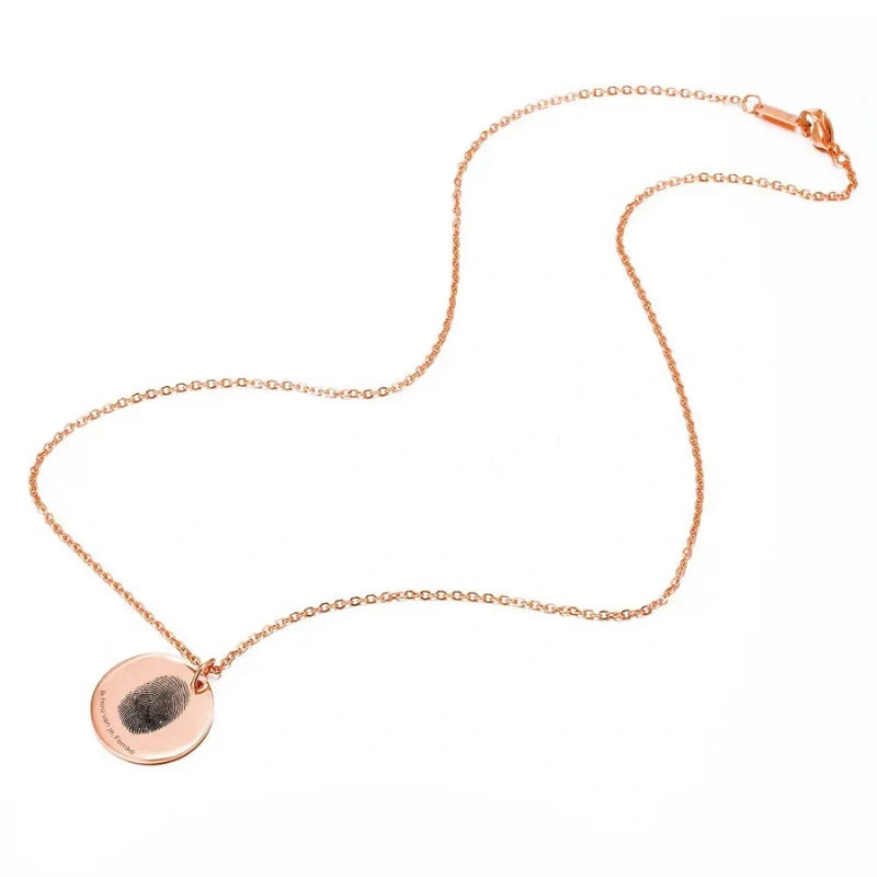 Personalized Engraved Name Pendant Necklace with Fingerprint - Gifts for Her