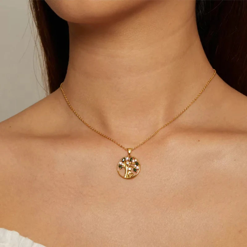 Engraved Tree of Life Pendant Necklace - Gifts for Friends