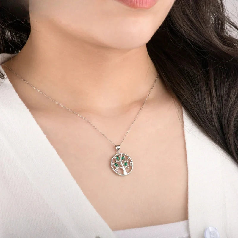 Engraved Dreamcatcher Pendant Necklace with Tree of Life - Gifts for Her