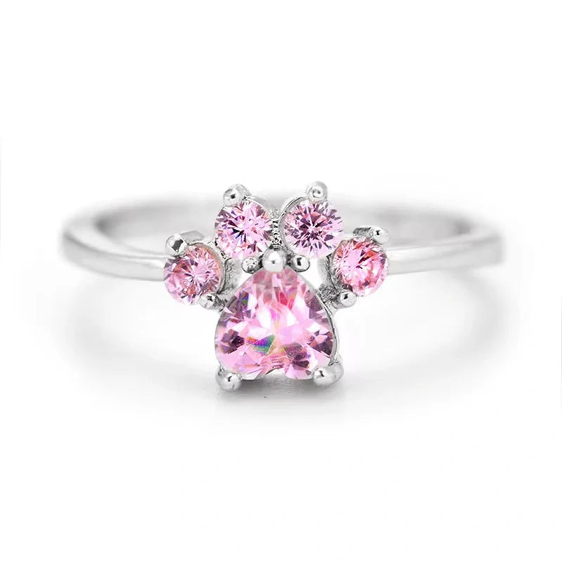 Crystal Cat Paw Rings for Kids - Gift for Children