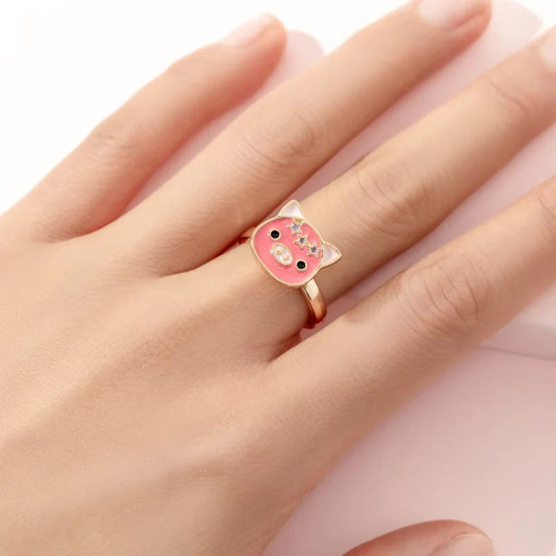 Engraved Colorful Cartoon Pattern Fidget Adjustable Ring for Kids - Gift for Children