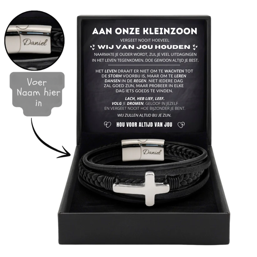 To My Grandson - Personalized Eternal Guardian Faith Bracelet