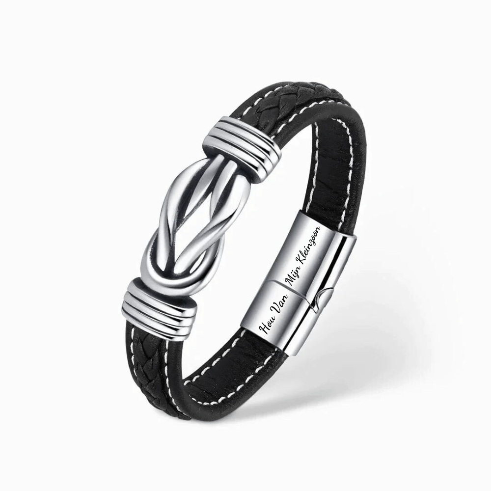 “Grandmother and Grandson Forever Connected" Braided Leather Bracelet
