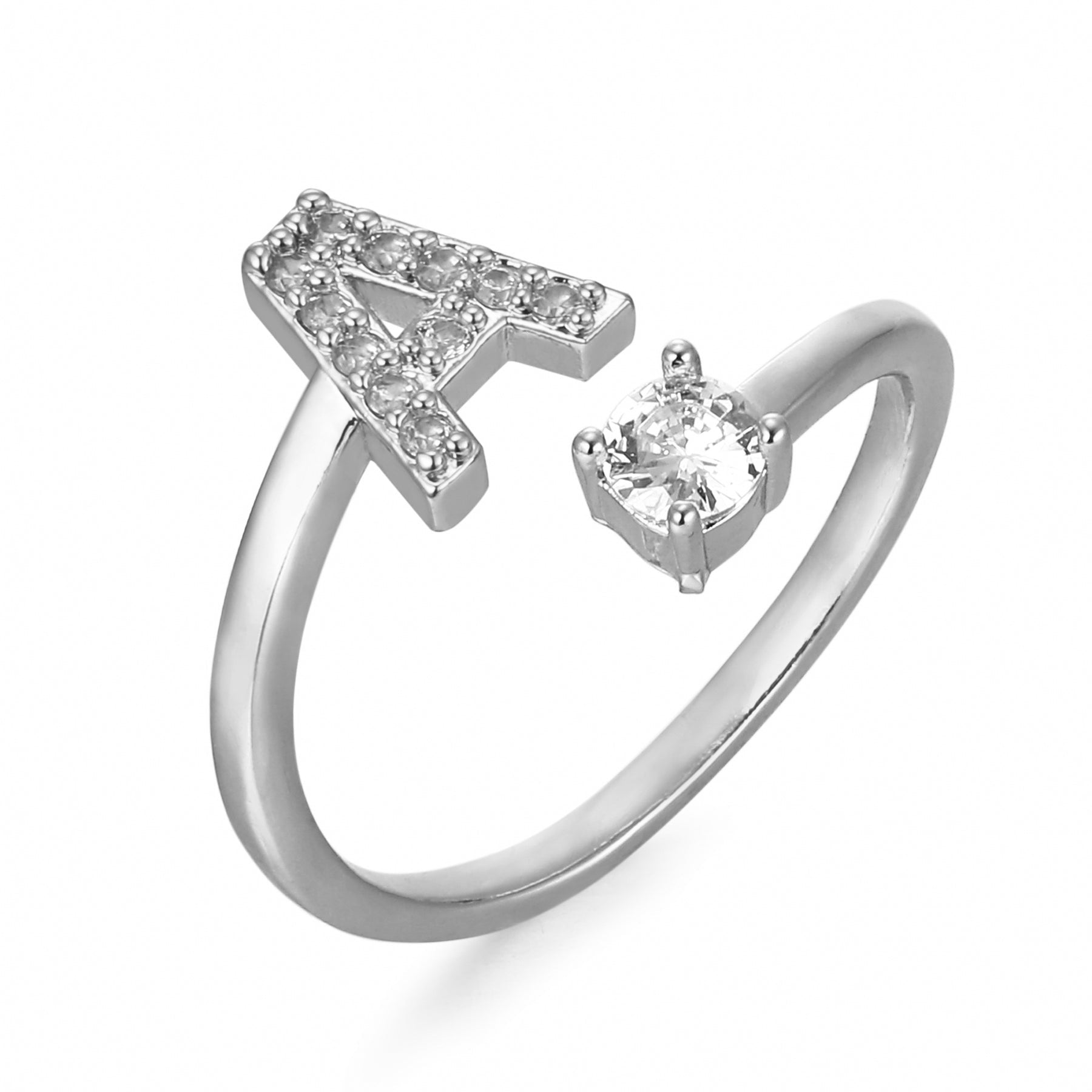 Letter Ring 'Initial' with Zirconia
