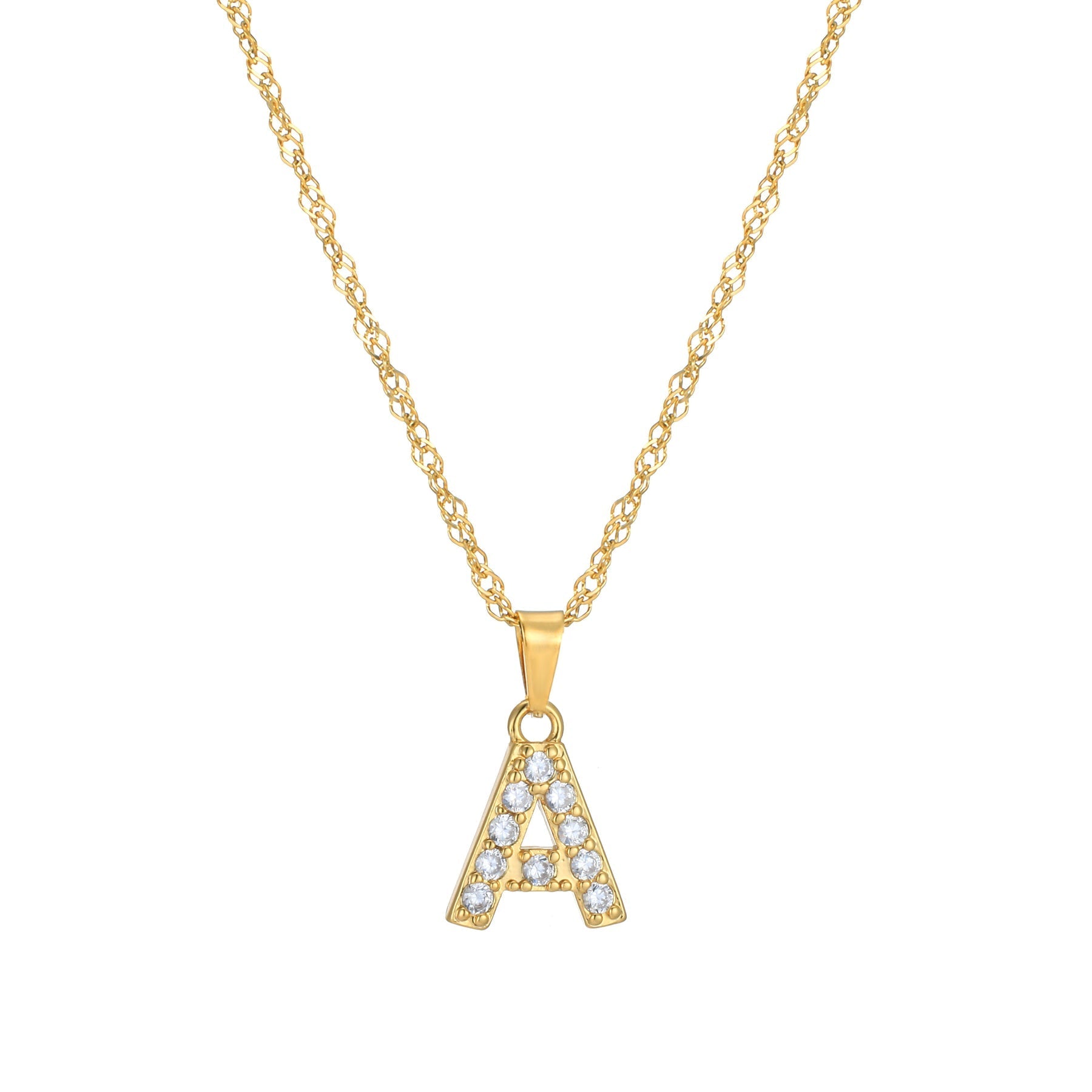 Letter Necklace with Zirconia