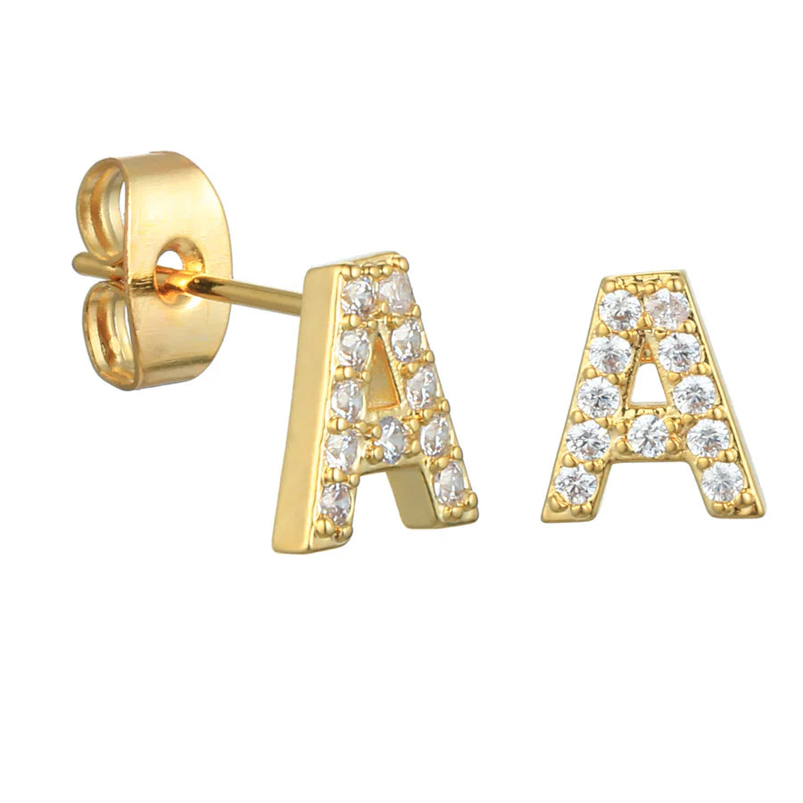 Letter Earrings 'Initial' with Zirconia