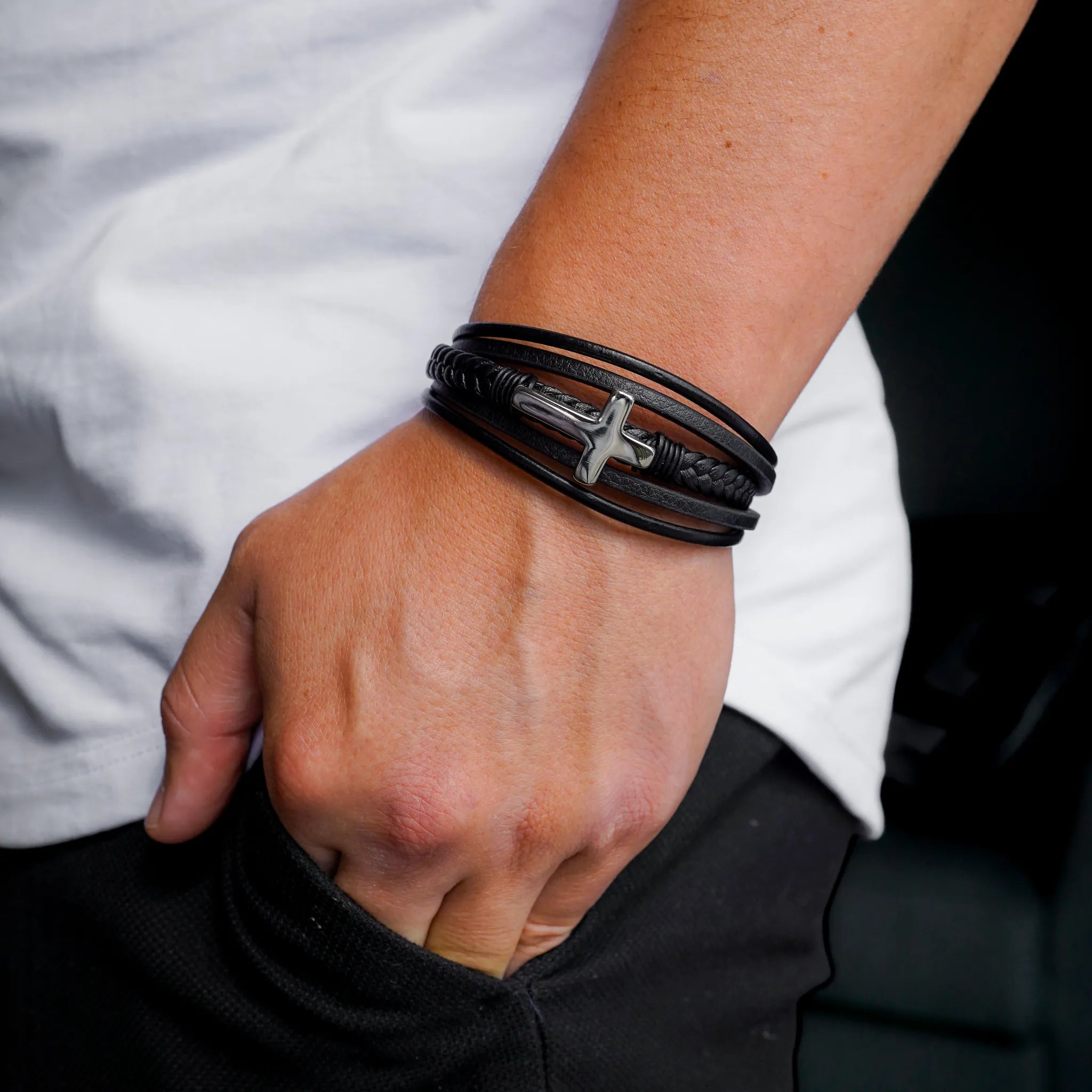 To My Grandson - You Are Never Alone - Personalized Eternal Guardian Faith Bracelet