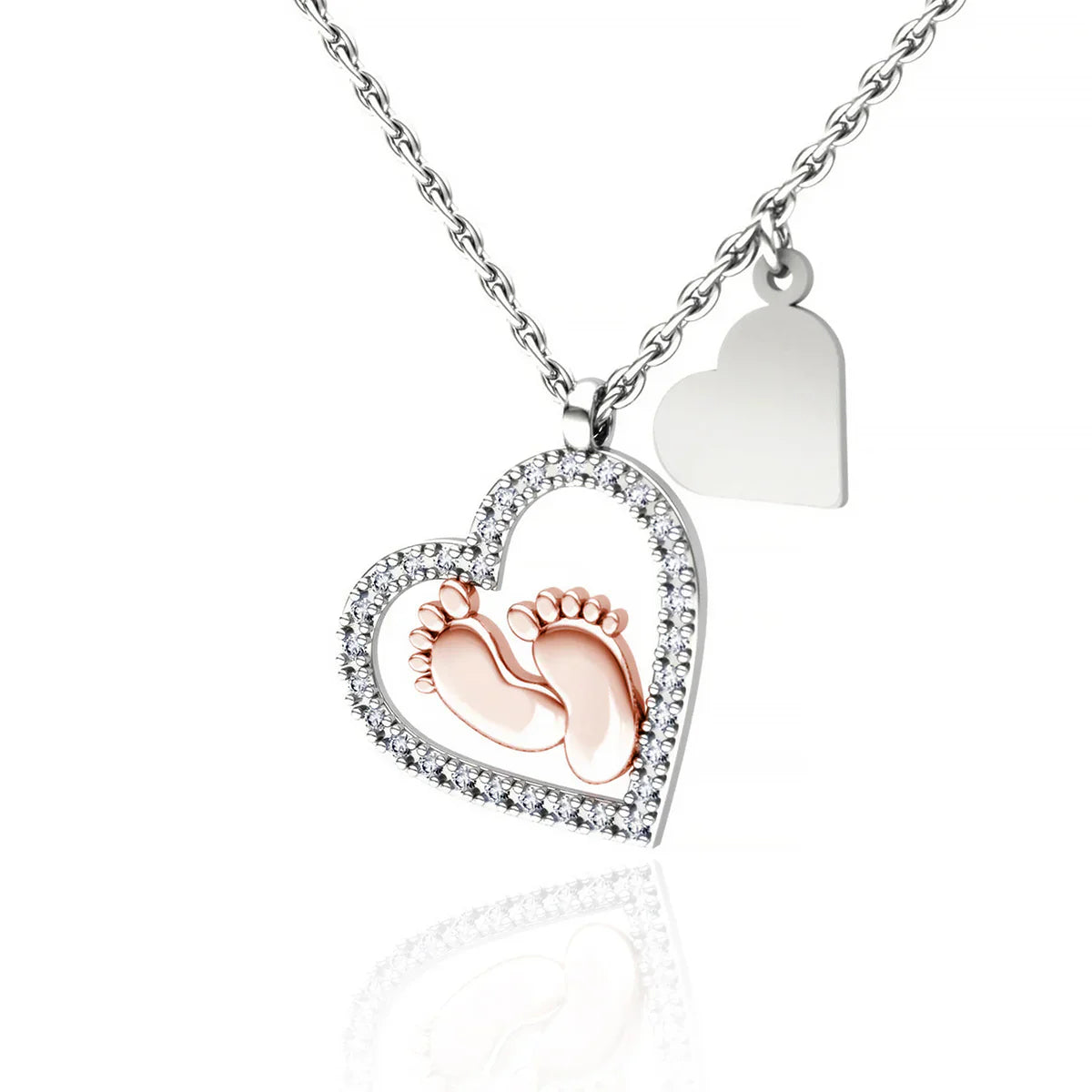 To My Mom - Baby Feet Heart Pendant Necklace