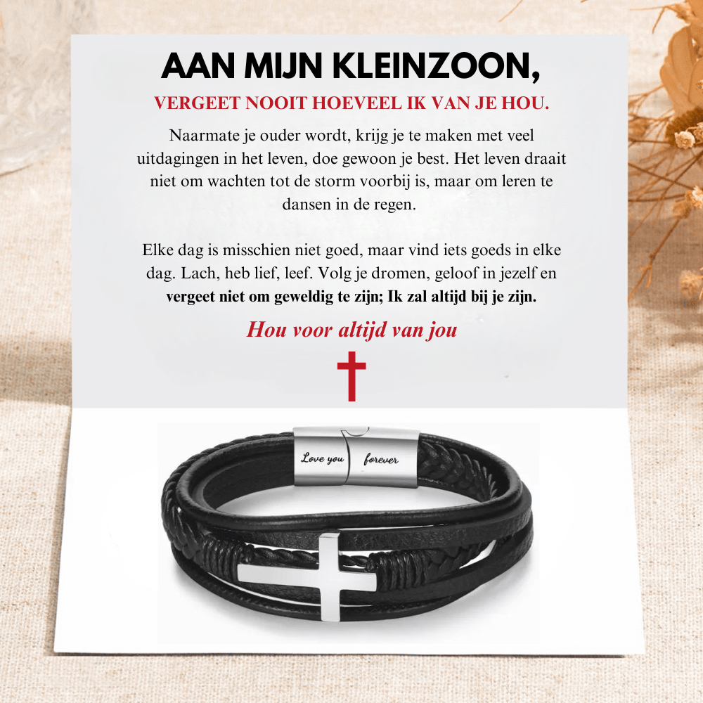 To My Grandson - Love You Forever - Cross Bracelet