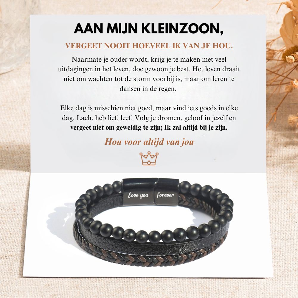 To My Grandson - Calming Lava Stone Bracelet