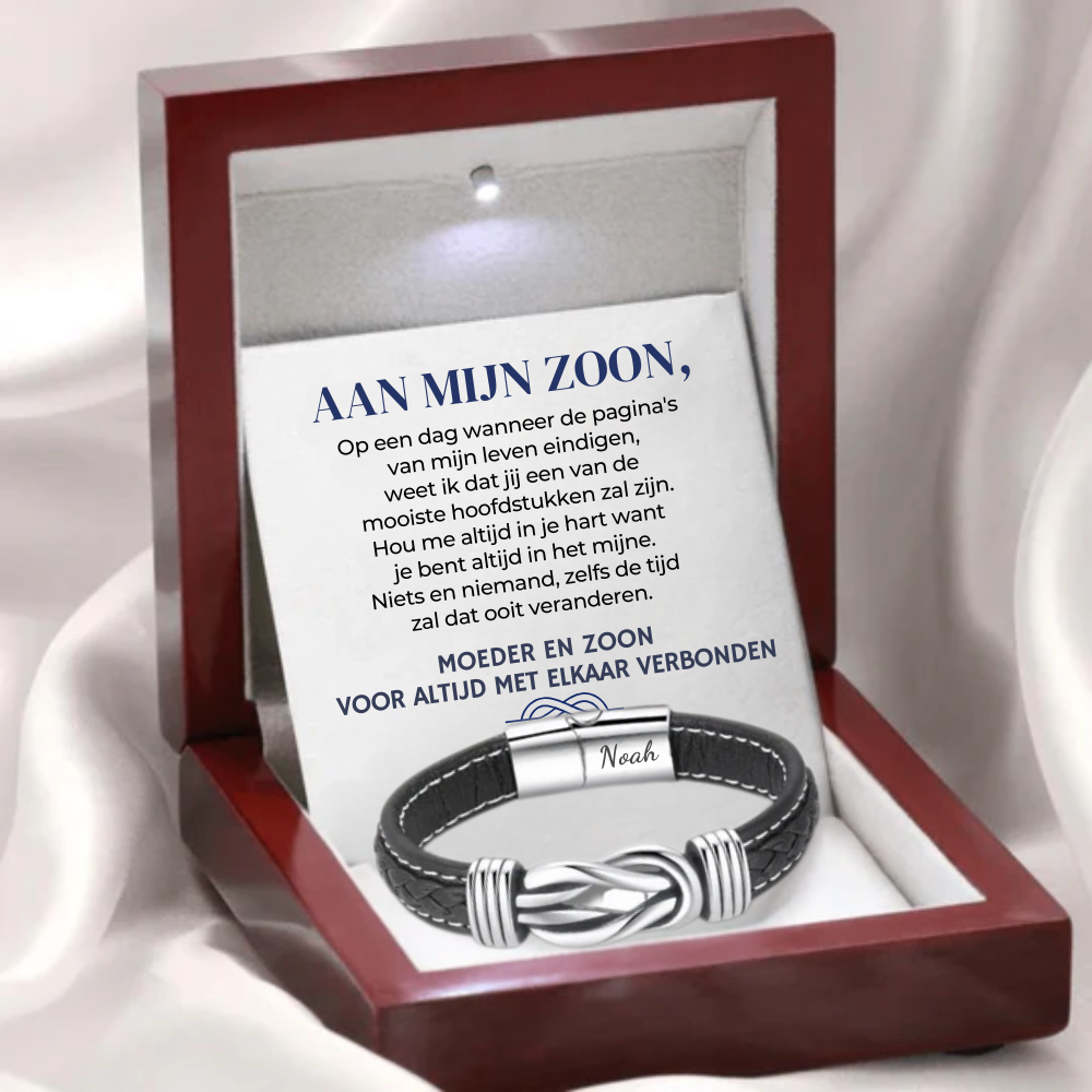To My Son - Mother and Son Forever Connected - Personalized Infinity Bracelet