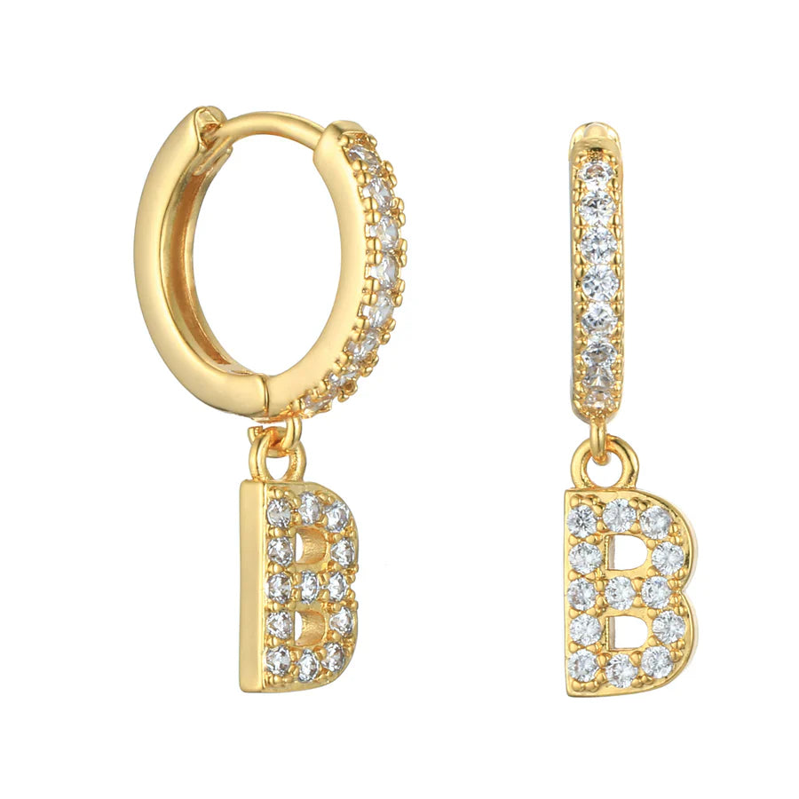 Letter Earrings 'Initial' with Zirconia