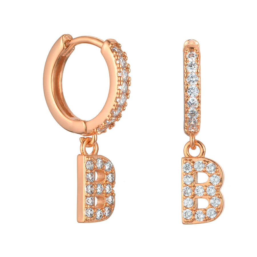 Letter Earrings 'Initial' with Zirconia
