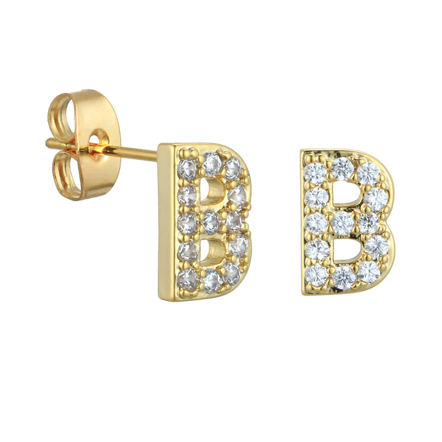 Letter Earrings 'Initial' with Zirconia