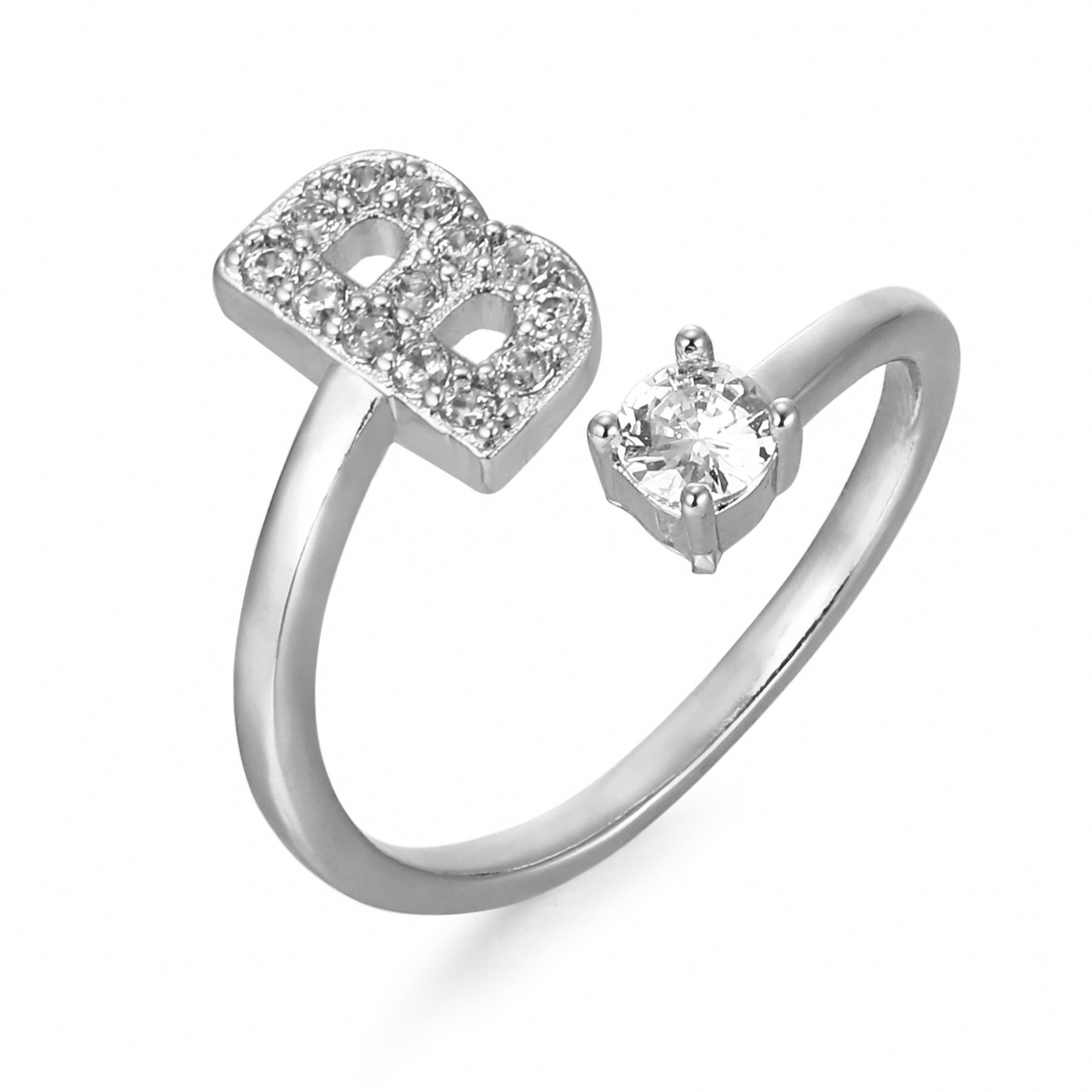 Letter Ring 'Initial' with Zirconia