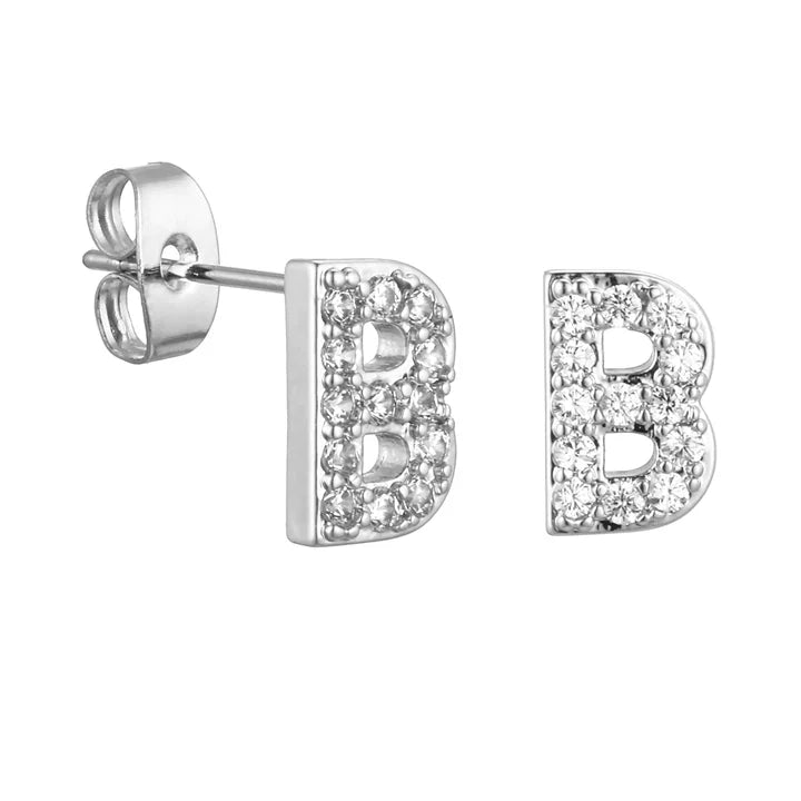 Letter Earrings 'Initial' with Zirconia