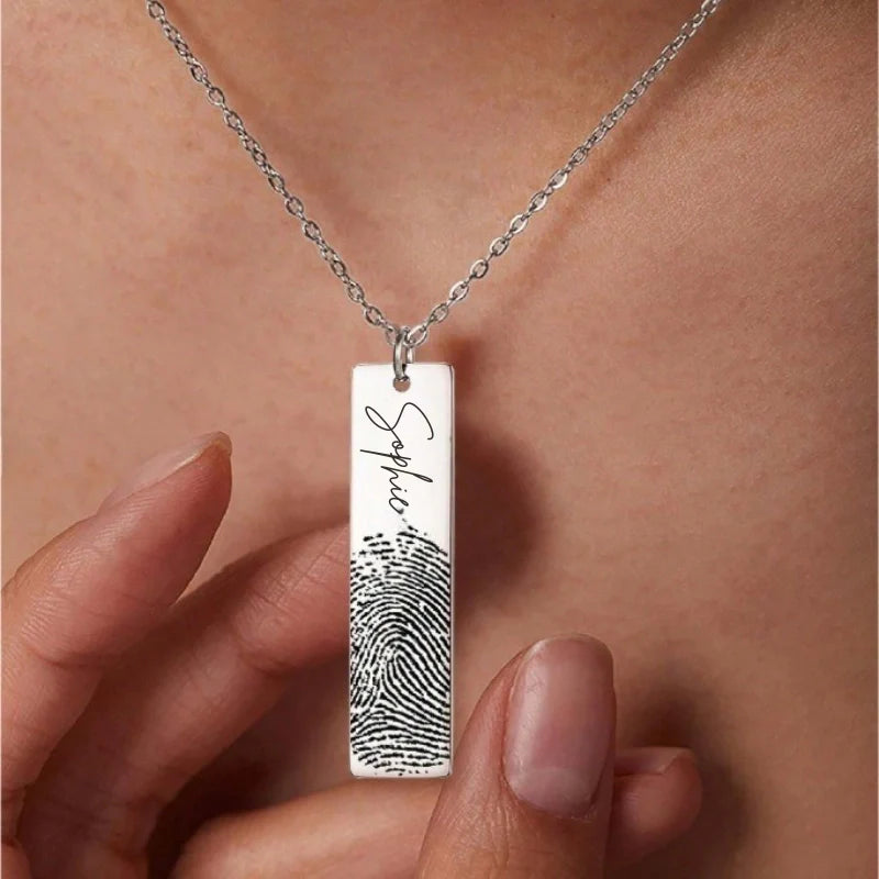 Personalized Fingerprint Necklace with Name - Mother's Day Gifts