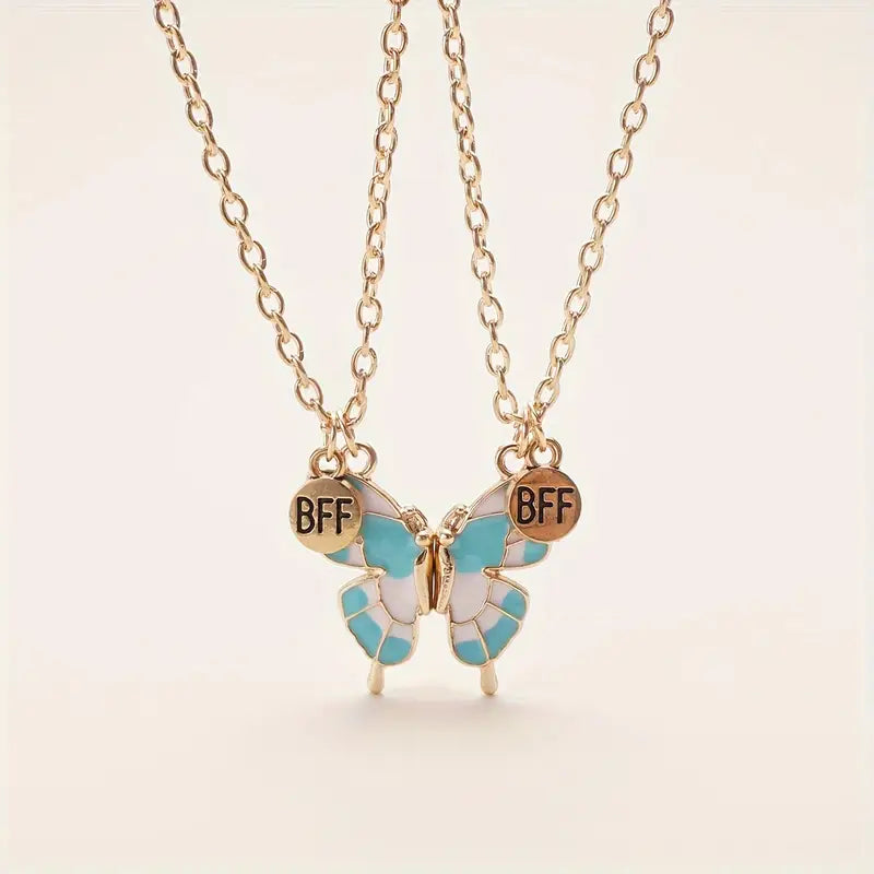 Best Friends Forever Butterfly Pendant Necklace Set - Gifts for Friends