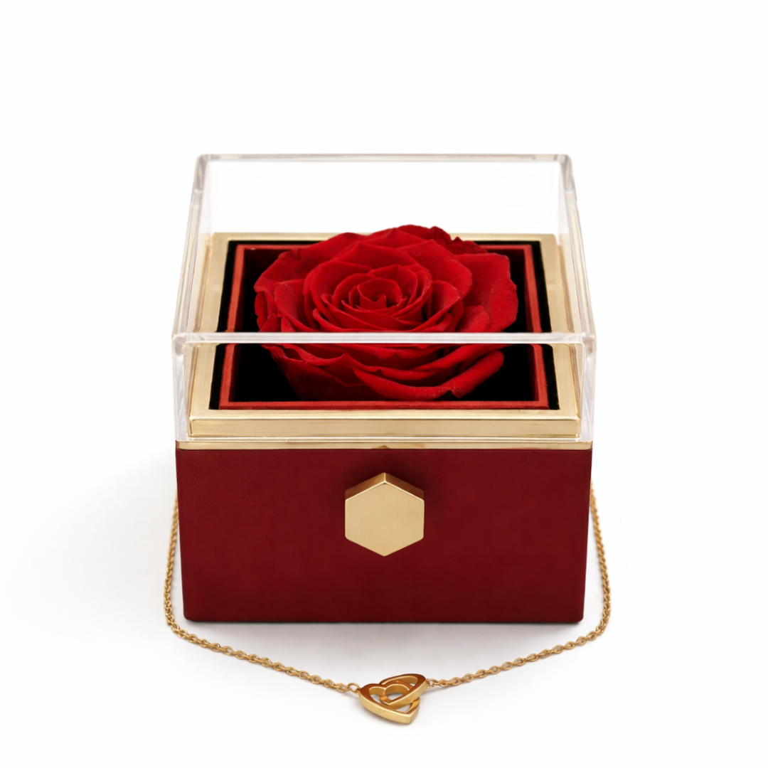 The Eternal Rose Box - With Personalized Necklace & Real Rose