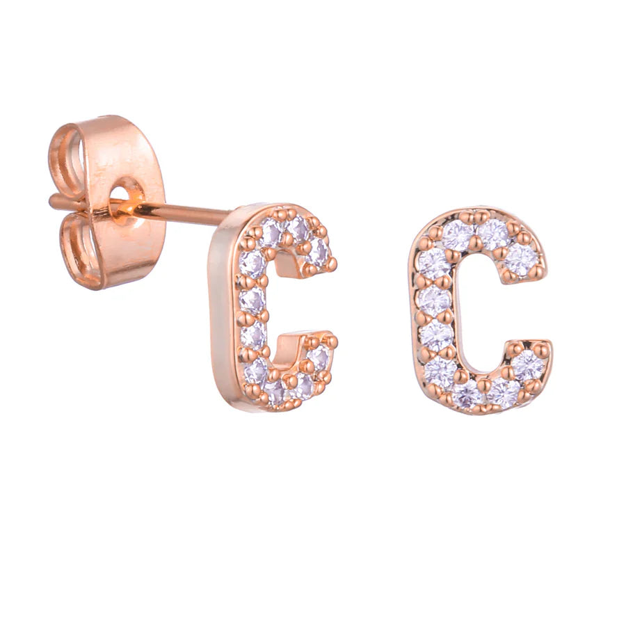 Letter Earrings 'Initial' with Zirconia