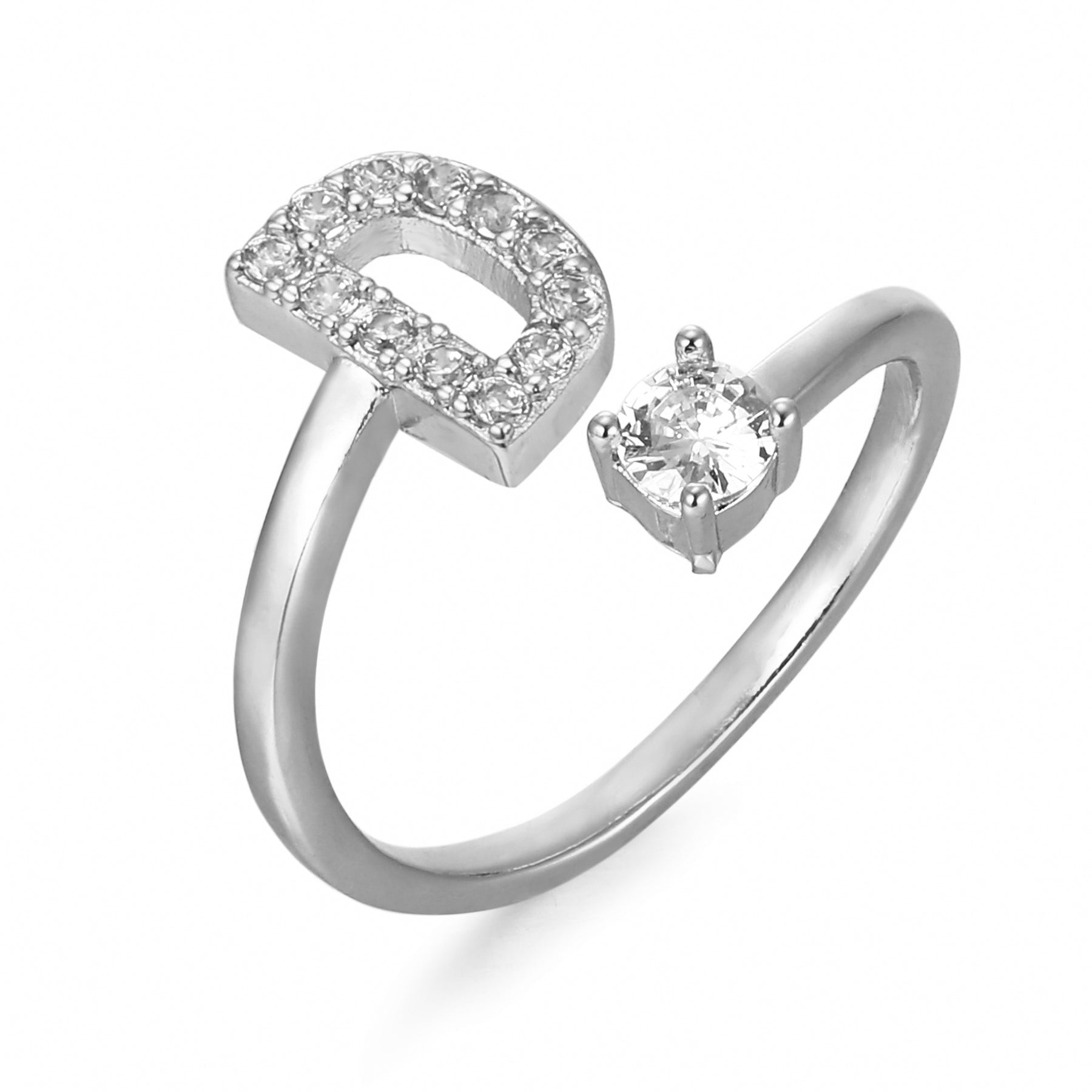 Letter Ring 'Initial' with Zirconia