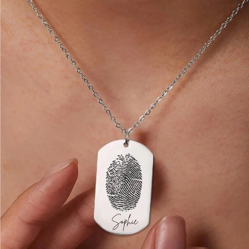 Personalized Fingerprint Necklace with Name - Mother's Day Gifts