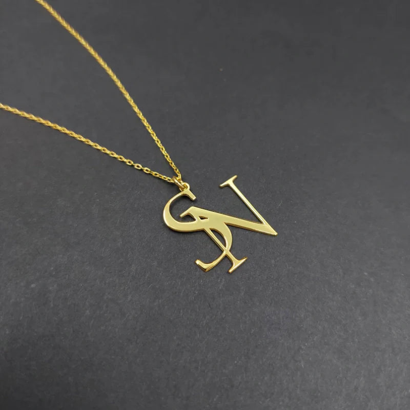Double Letters Pendant Personalized Necklace - Gifts For Her