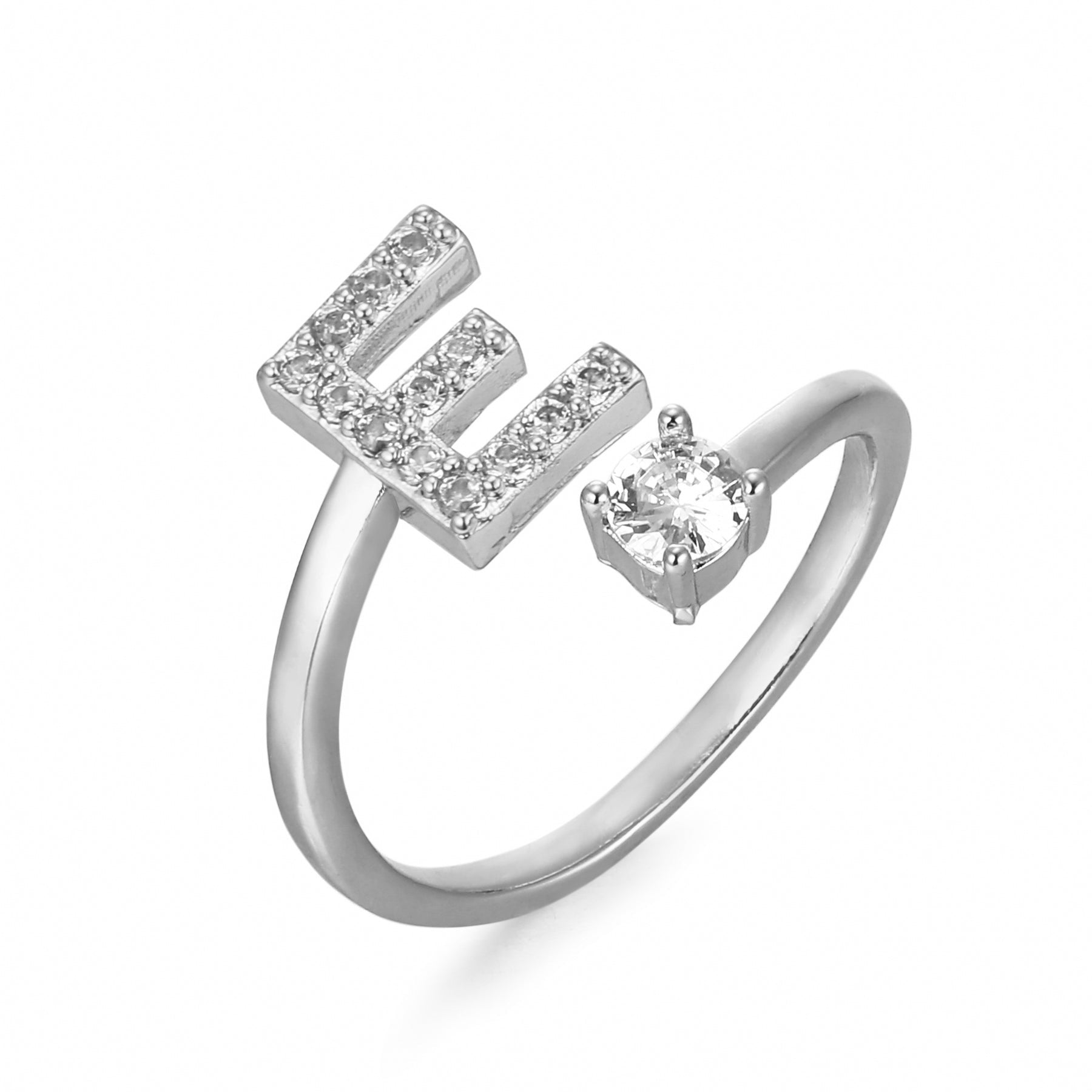 Letter Ring 'Initial' with Zirconia