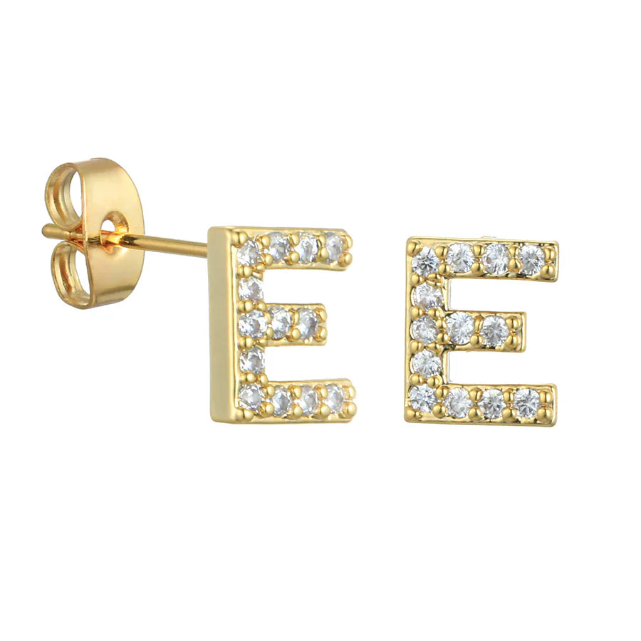 Letter Earrings 'Initial' with Zirconia