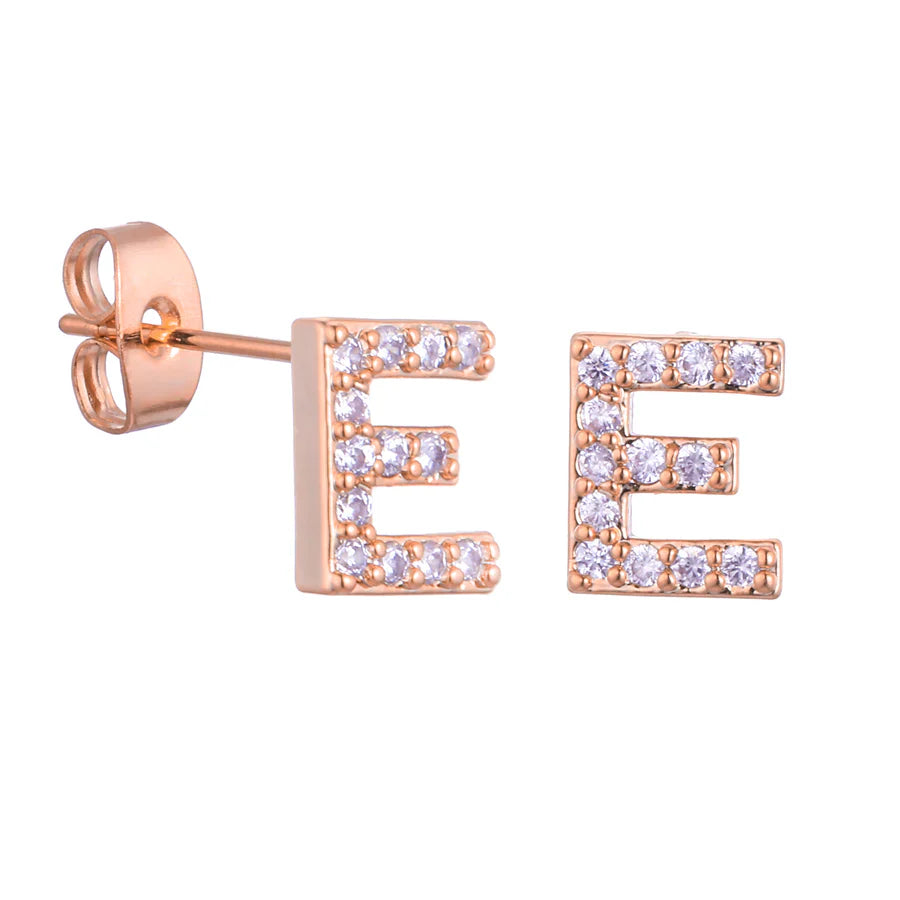 Letter Earrings 'Initial' with Zirconia