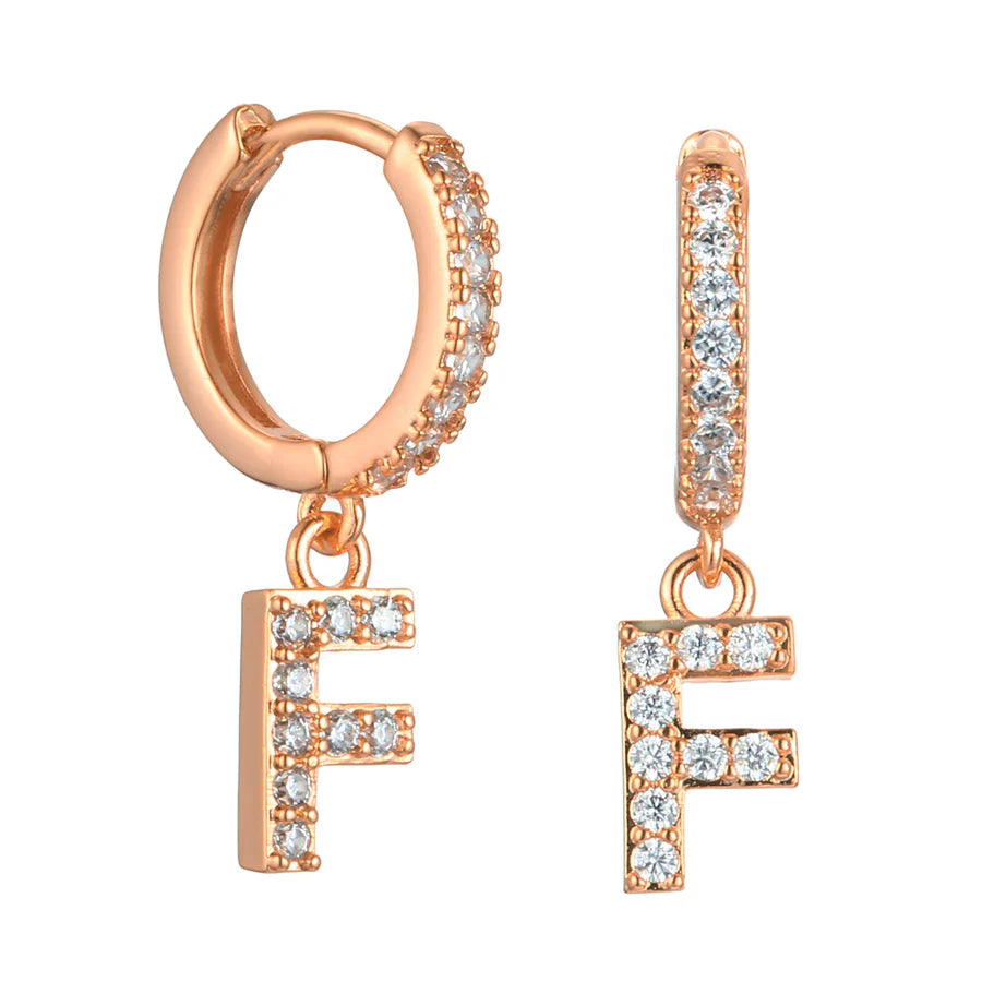 Letter Earrings 'Initial' with Zirconia