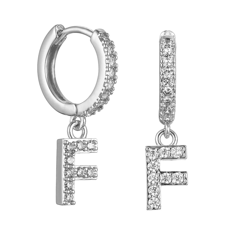 Letter Earrings 'Initial' with Zirconia