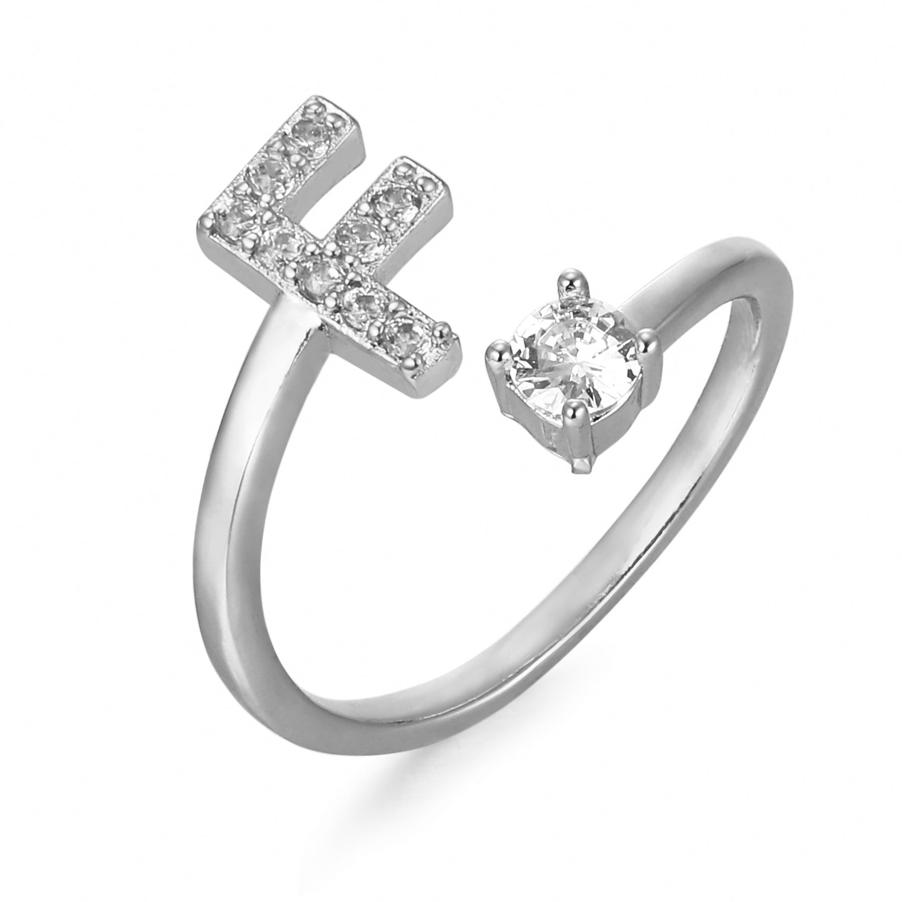 Letter Ring 'Initial' with Zirconia