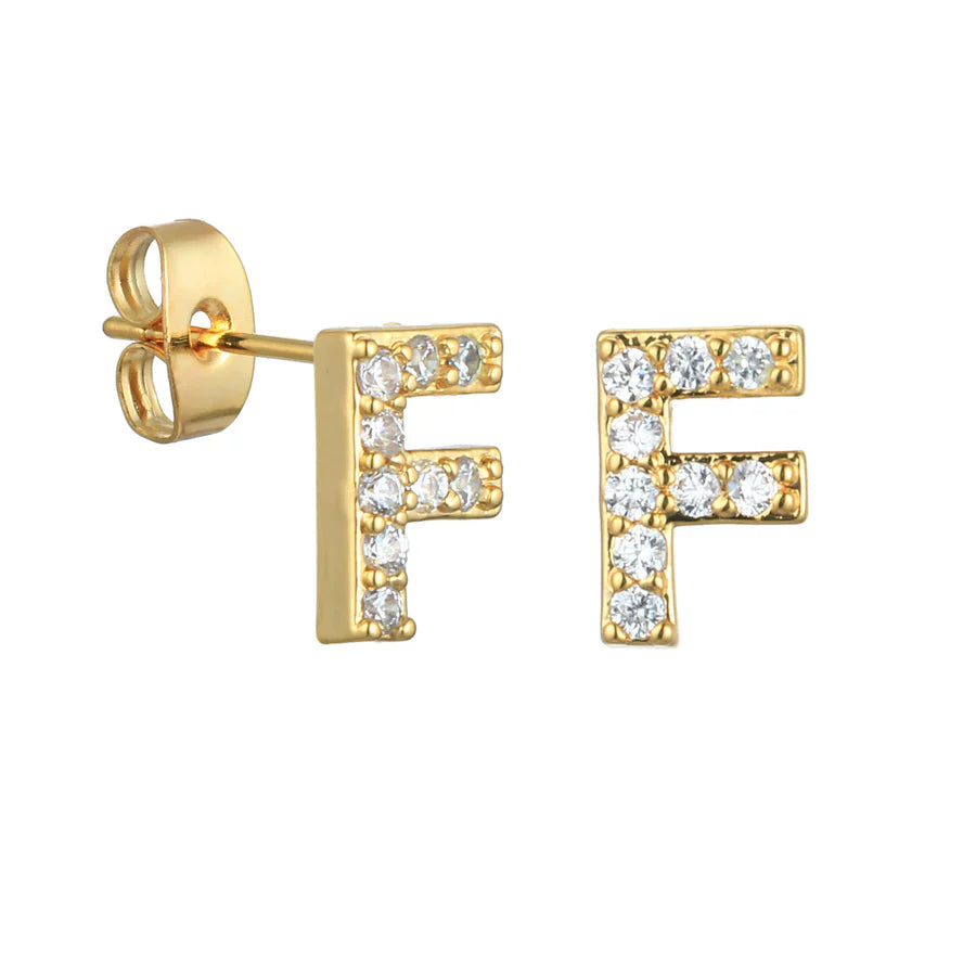Letter Earrings 'Initial' with Zirconia