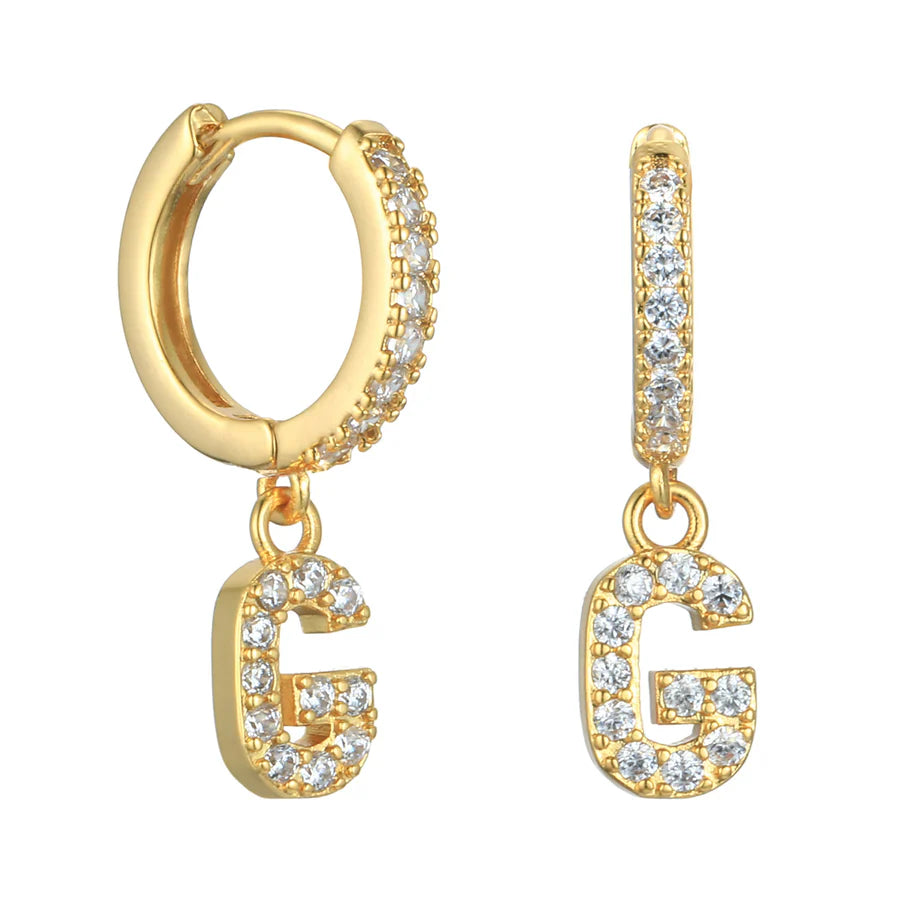 Letter Earrings 'Initial' with Zirconia