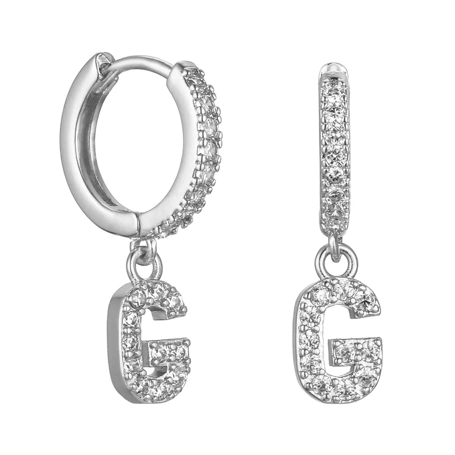 Letter Earrings 'Initial' with Zirconia