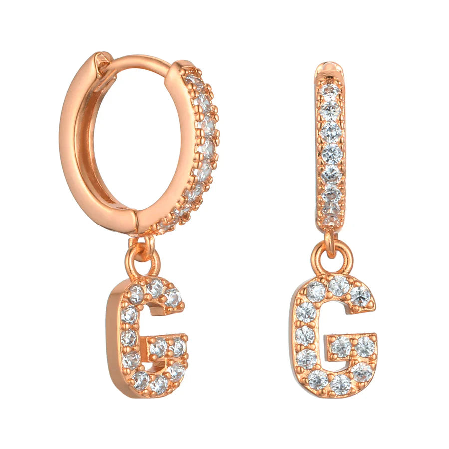 Letter Earrings 'Initial' with Zirconia