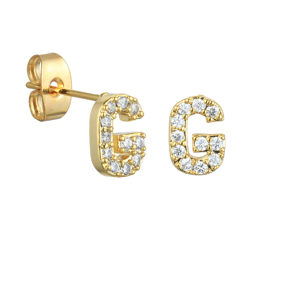 Letter Earrings 'Initial' with Zirconia