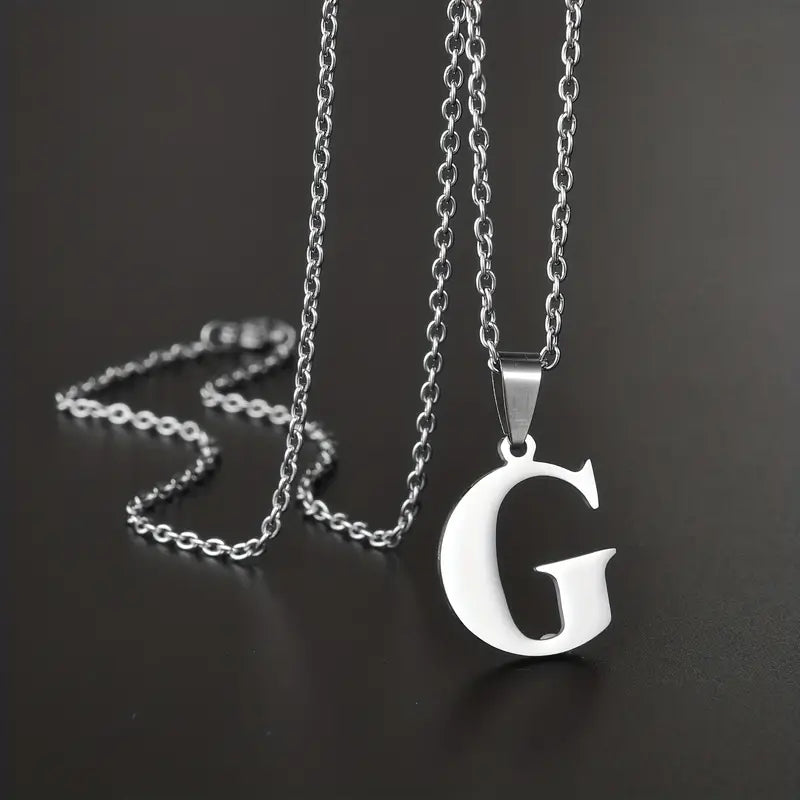 Engraved Minimalist Necklace With Letters - Gifts For Him