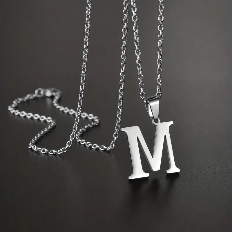 Engraved Minimalist Necklace With Letters - Gifts For Him