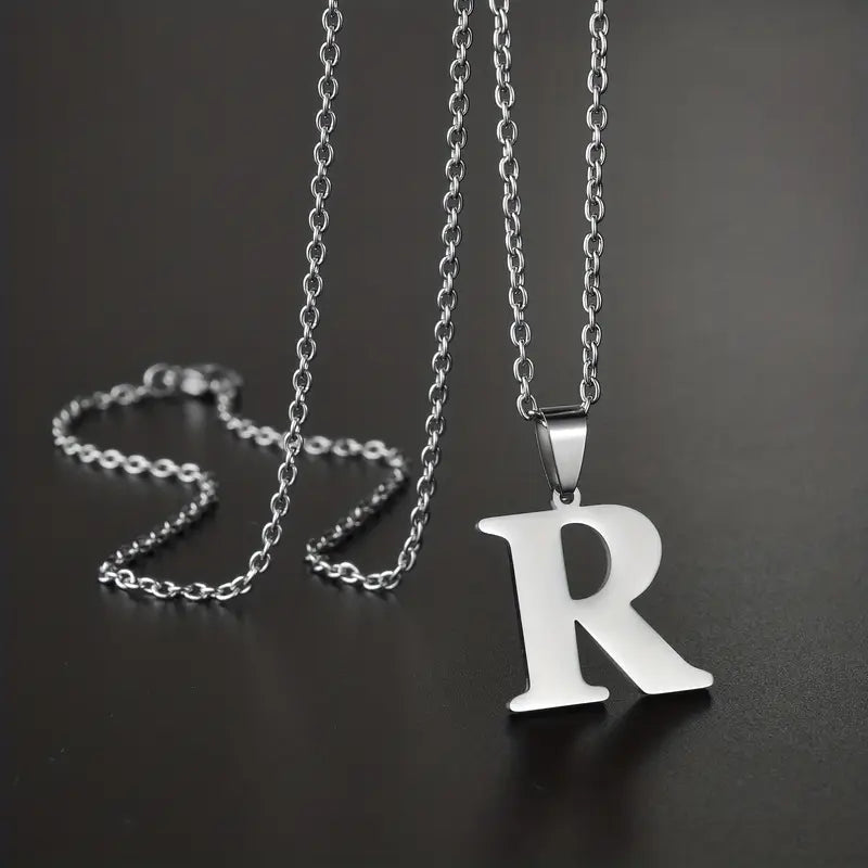 Engraved Minimalist Necklace With Letters - Gifts For Him