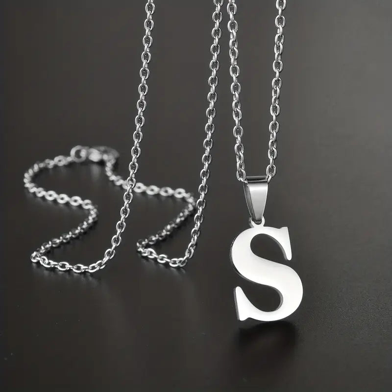 Engraved Minimalist Necklace With Letters - Gifts For Him