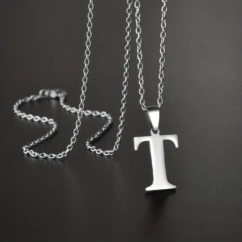 Engraved Minimalist Necklace With Letters - Gifts For Him