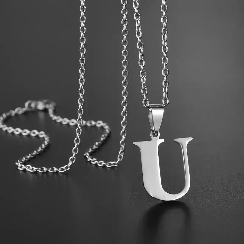 Engraved Minimalist Necklace With Letters - Gifts For Him