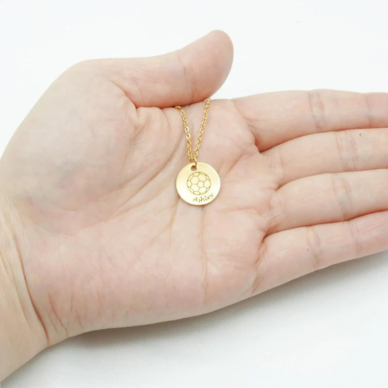 Engraved Sports Pendant Personalized Necklace - Gifts For Him