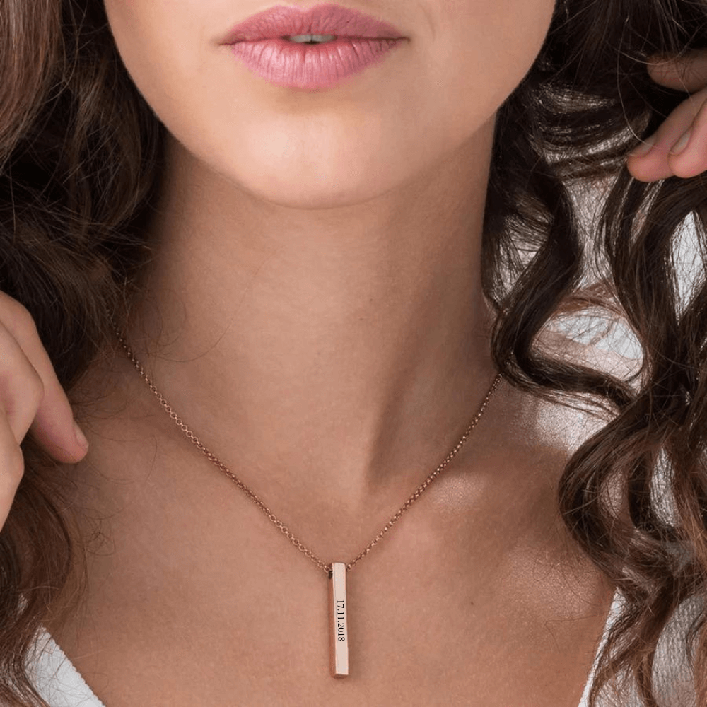 Engraved Bar Necklace with Date