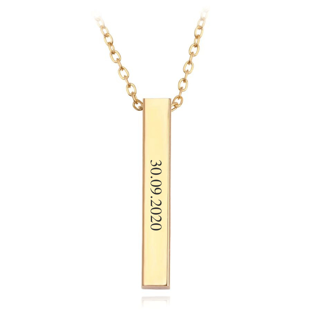 Engraved Bar Necklace with Date