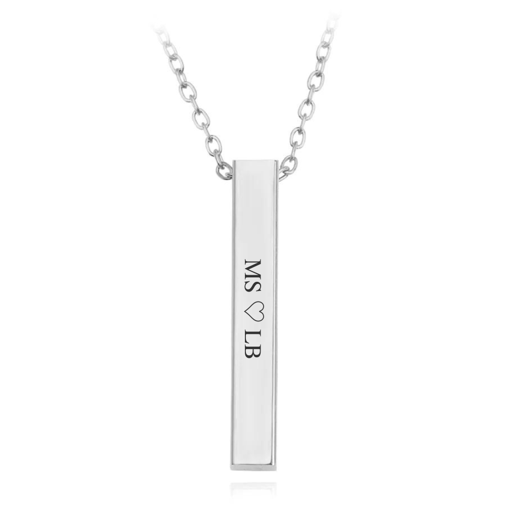 Engraved Bar Necklace with Initials