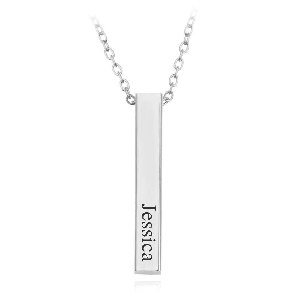 Engraved Bar Necklace with Names
