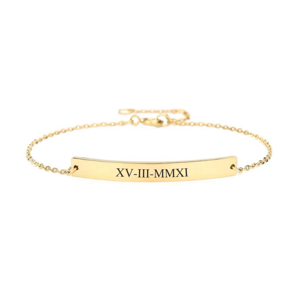Engraved Ladies Bracelet with Roman Numerals